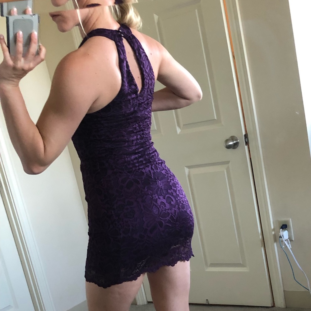 Purple Lace Cocktail Dress